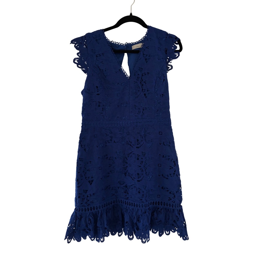 Adelyn Rae Blue Floral Lace V-Neck Mini Dress F206D4758 Royal Blue Large
